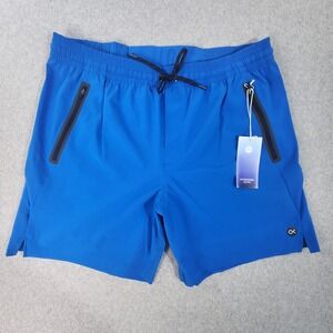 Outerknown Outbound Stretch Volley‎ Shorts Mens Size XL Blue Black Zip Pockets